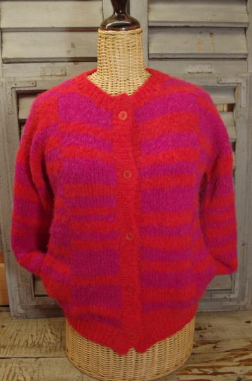 Preview: Cardigan, Strickjacke Marlen von INTI Knitwear, Alpakawolle, Orange-Magenta